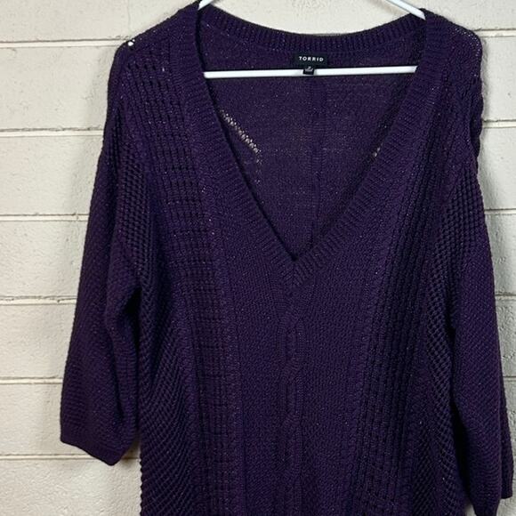 Torrid Purple V Neck Glitter Sweater size 2 - Picture 8 of 8